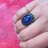 Sweetheart Chalcedony & Marcasite Art Deco Ring