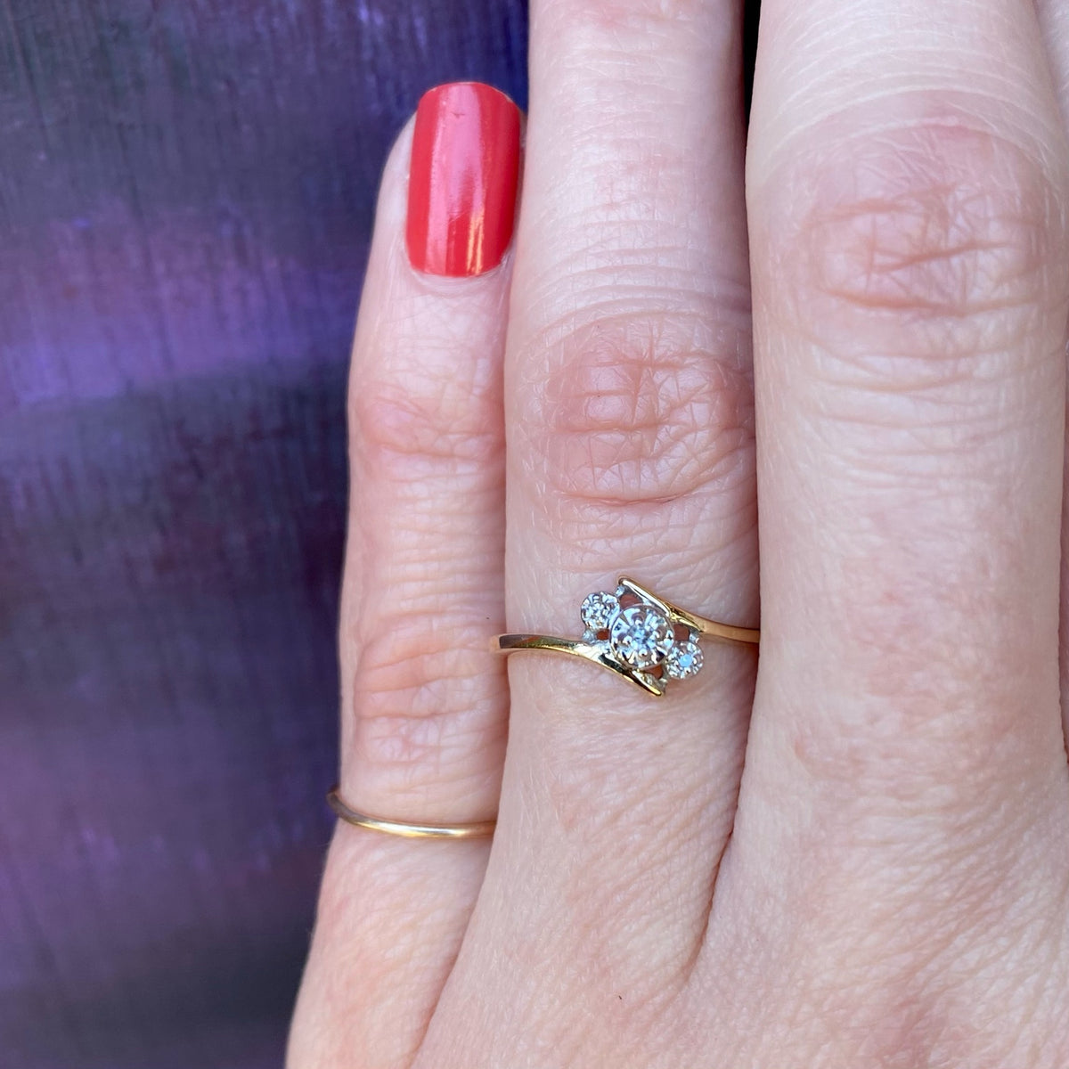 Asymmetrical Diamond Blossom Ring