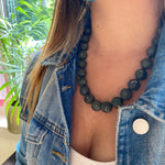 Stunning Vintage Carved Jade Bead Necklace