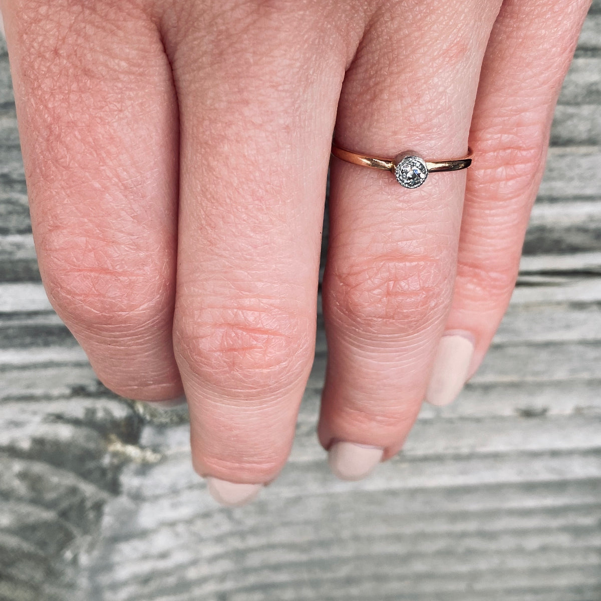 Orbit Petite Platinum & Rose Gold Diamond Solitaire