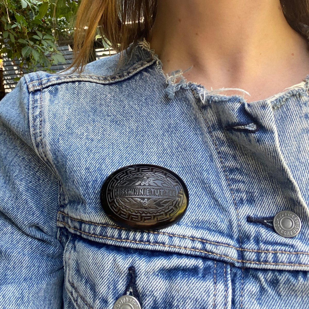 Miss Minnie Tuttle Jet Mourning Brooch