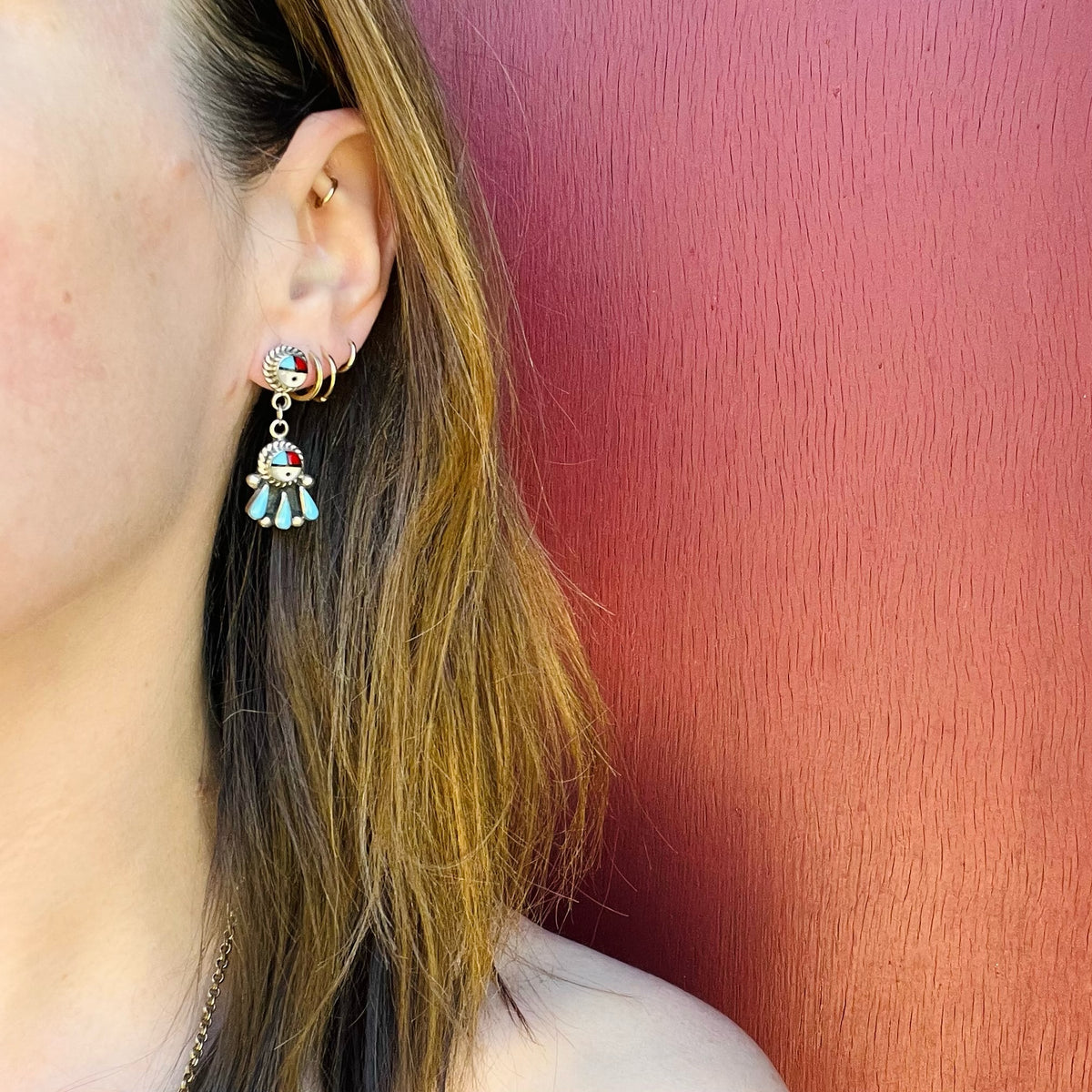 Sunface Earrings with Lovely Lapidary Work