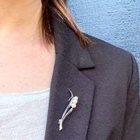 Silver Blades of Grass Brooch with Pearls