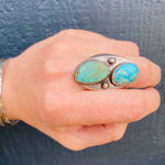 Distinctive Design Blue & Green Turquoise Silver Ring