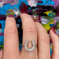 Lucky Number Eleven Diamond Horseshoe Ring