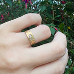 Engraved Diamond Set English 15ct Gold Band