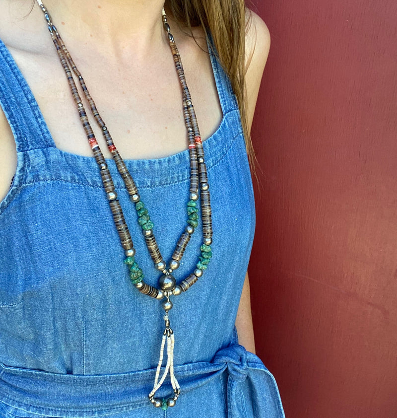 Incredible Necklace with Silver Turquoise & Heishi Beads