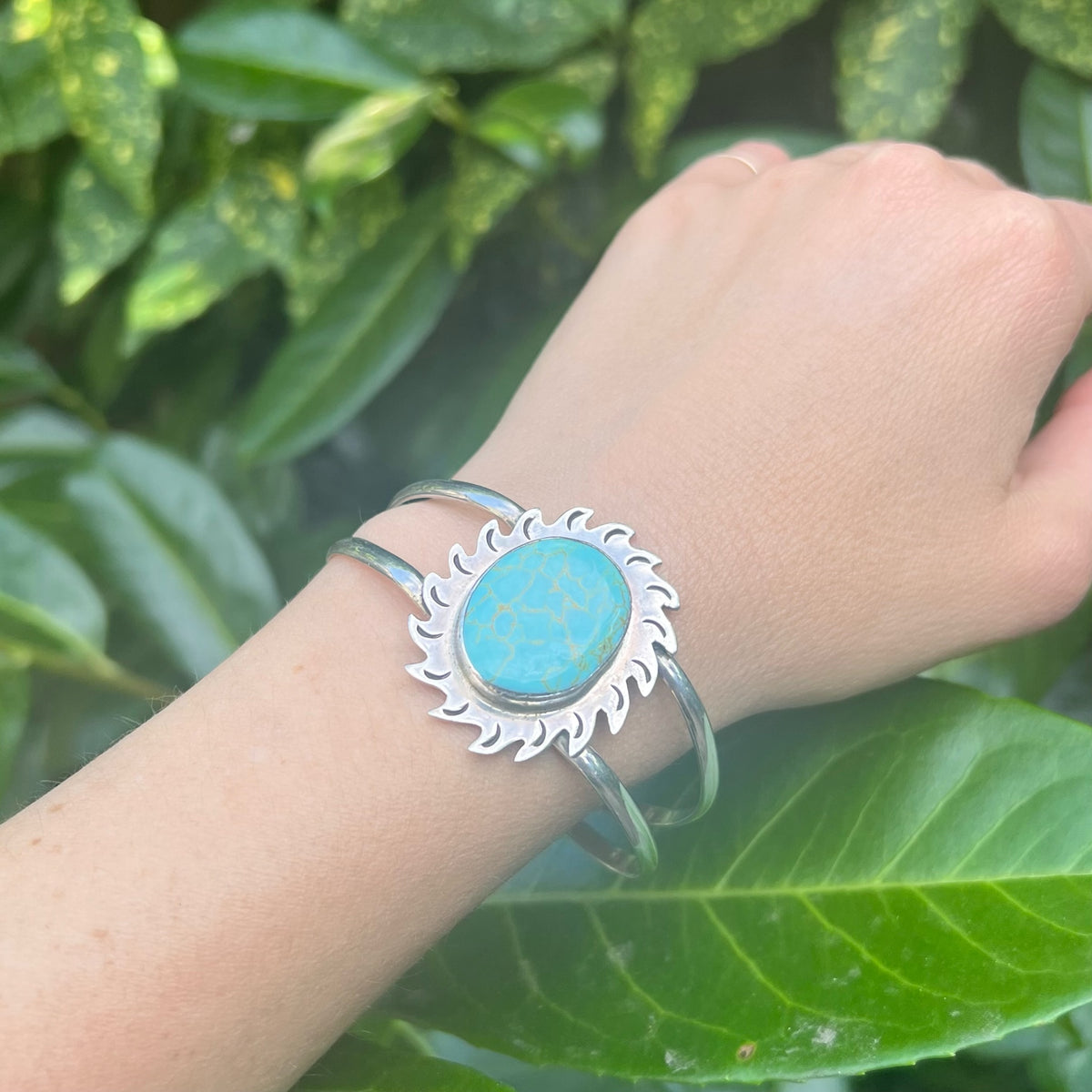 Flaming Sun Silver & Turquoise Mexico City Cuff