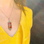 Lovely German Deco Pendant in Silver, Carnelian & Marcasite