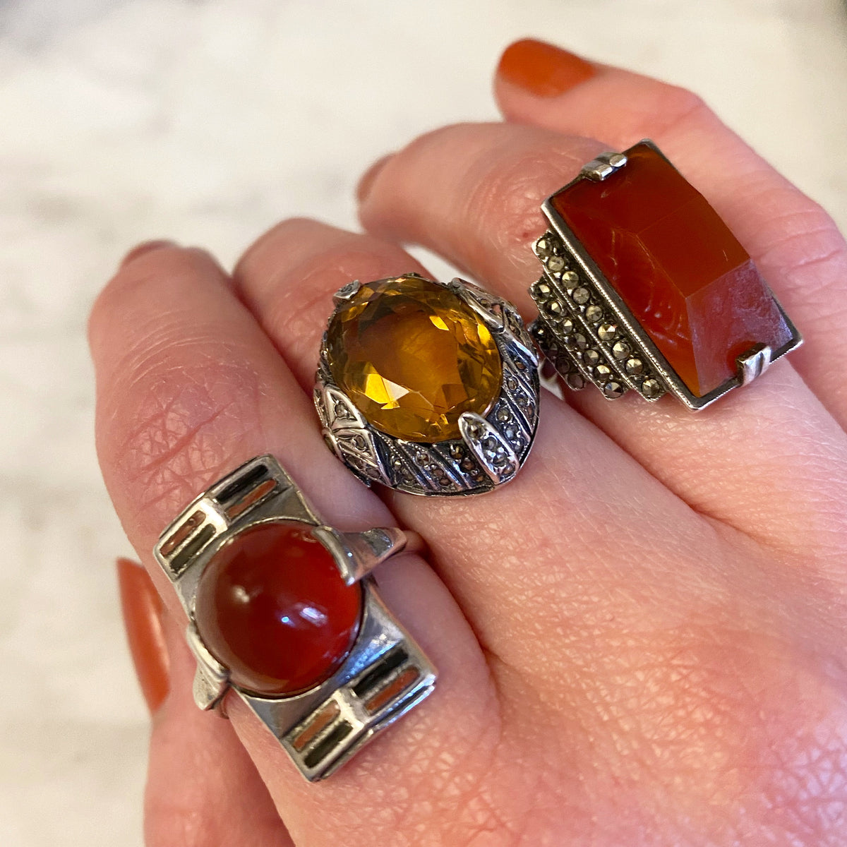 Brilliant Citrine Art Deco Fahrner Ring