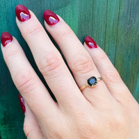 Stunning Chrome Tourmaline in Engraved Gold Ring by 720