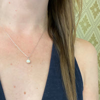 Classic Pearl Solitaire Pendant on Yellow or White Gold Chain