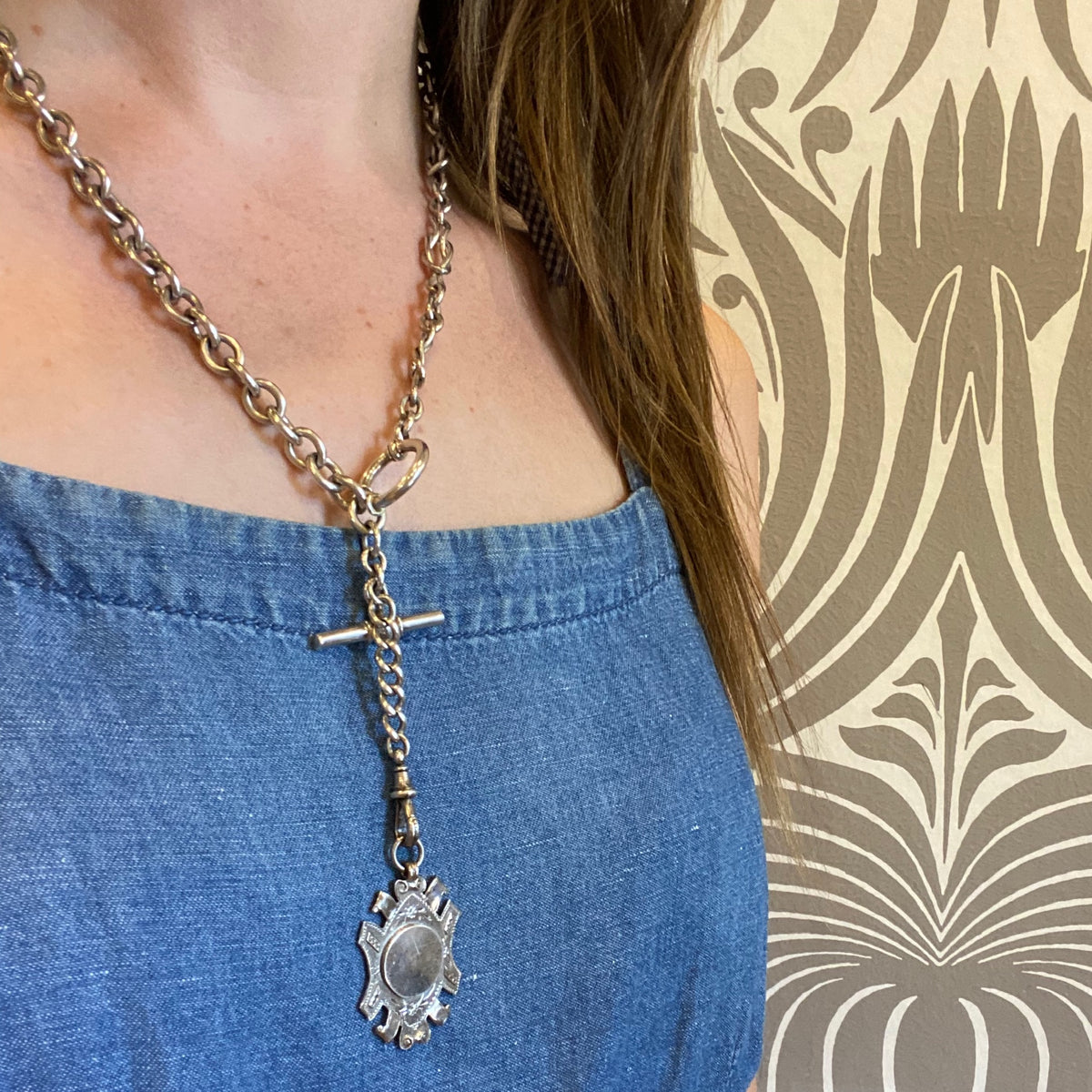 Heavy Silver Married Chain with Lovers Knot Links