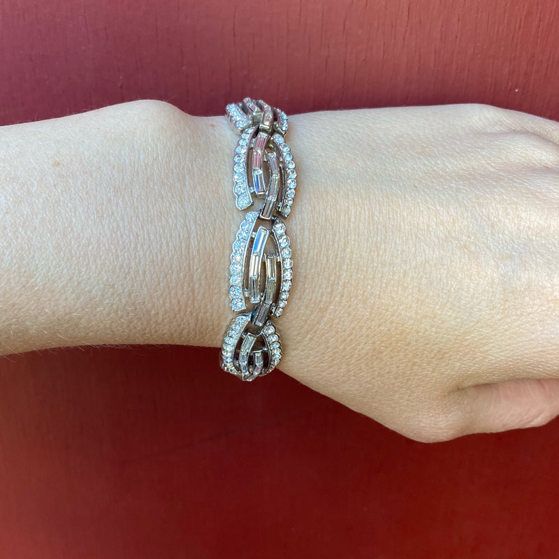 Rhinestone Waves Trifari Costume Bracelet