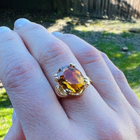 Curvy Gold Citrine Cocktail Ring