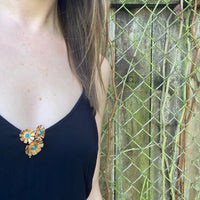 French 18K Gold & Persian Turquoise Flower Brooch