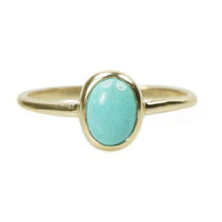 Oval Turquoise Cabochon Ring in 14k Yellow Gold by 720