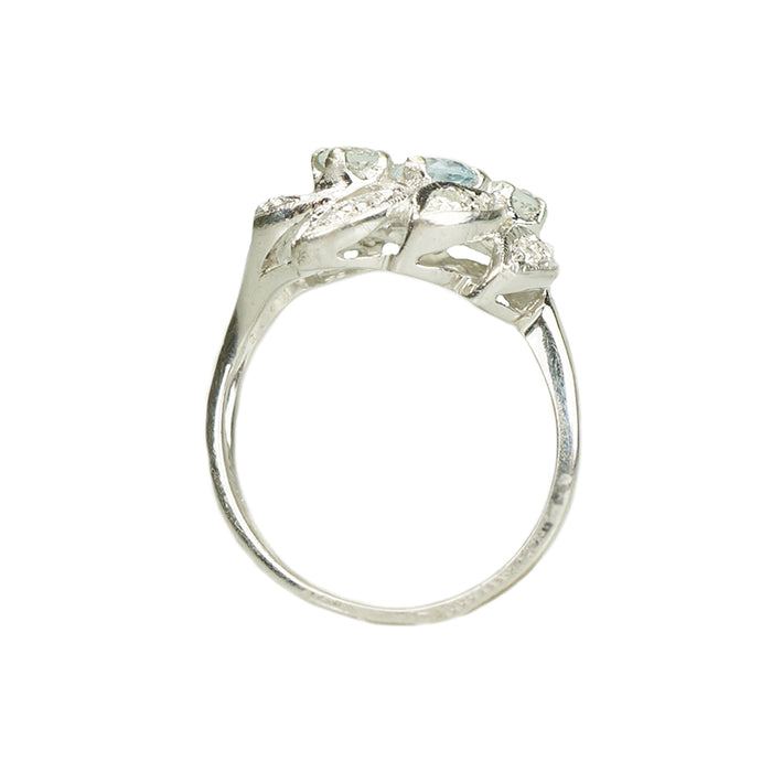 Vintage Aquamarine and Diamond Ring