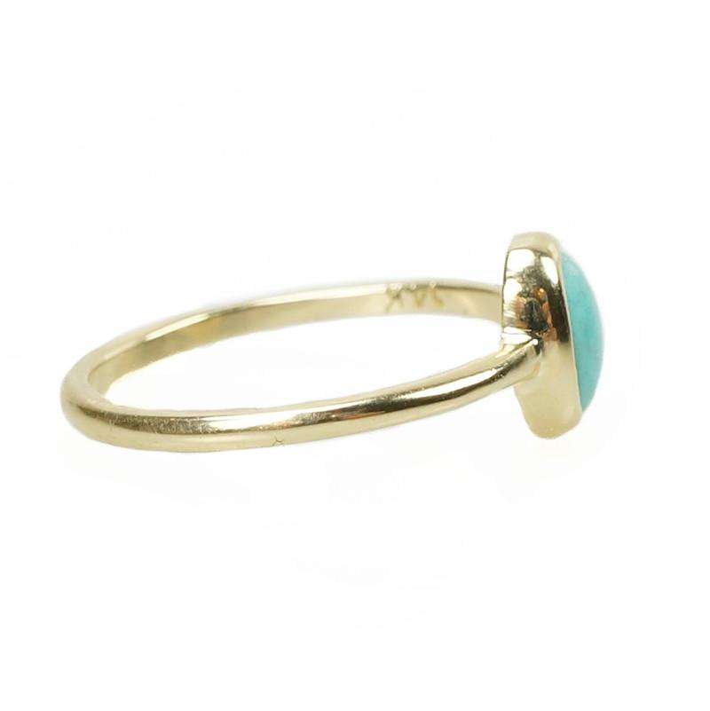 Oval Turquoise Cabochon Ring in 14k Yellow Gold by 720