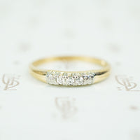 2 tone 14 k 3 diamond band with forget me not flower details