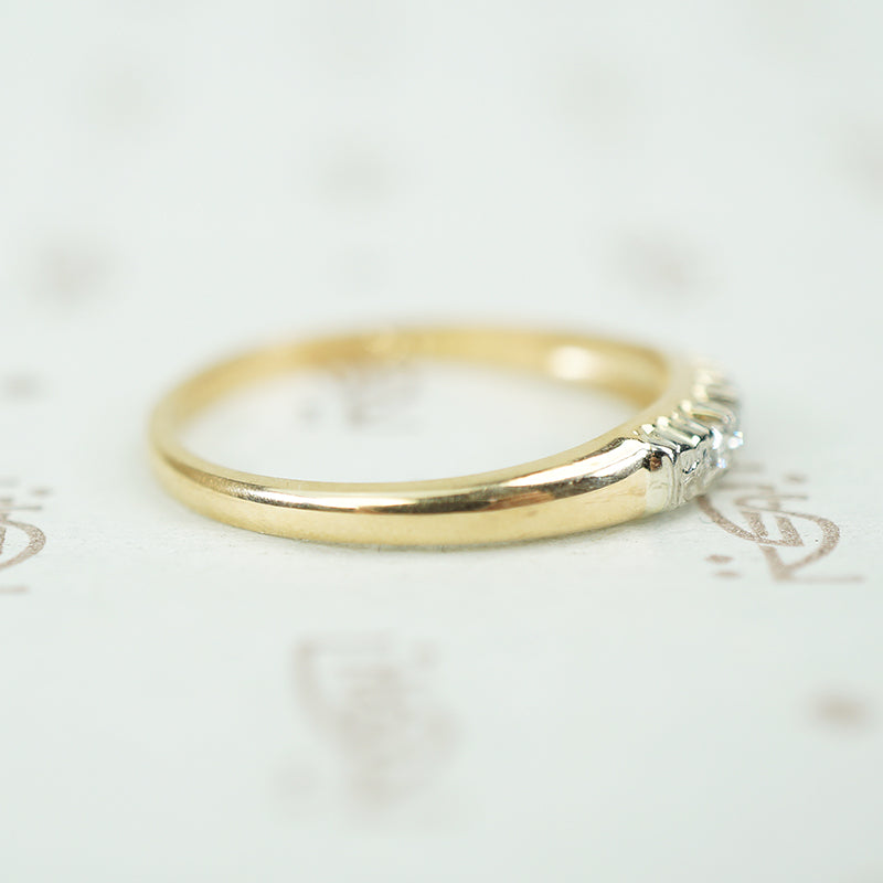 2 tone 14 k 3 diamond band with forget me not flower details