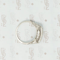 3 diamond filigree white gold ring floral side view