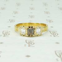 Bespoke 22k Cognac Emerald Cut Diamond Ring