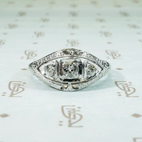 Deco Details 18k White Gold Filigree Diamond Ring
