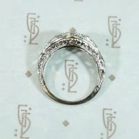 Deco Details 18k White Gold Filigree Diamond Ring