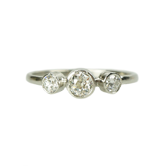 Orbit Three Stone Platinum Diamond Ring - Gem Set Love