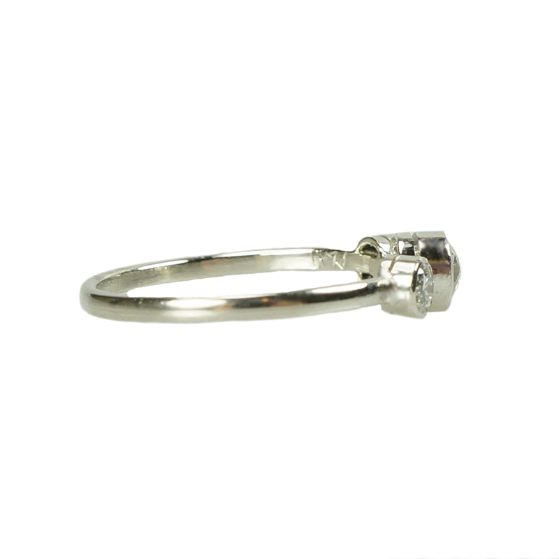 Orbit Three Stone Platinum Diamond Ring - Gem Set Love
