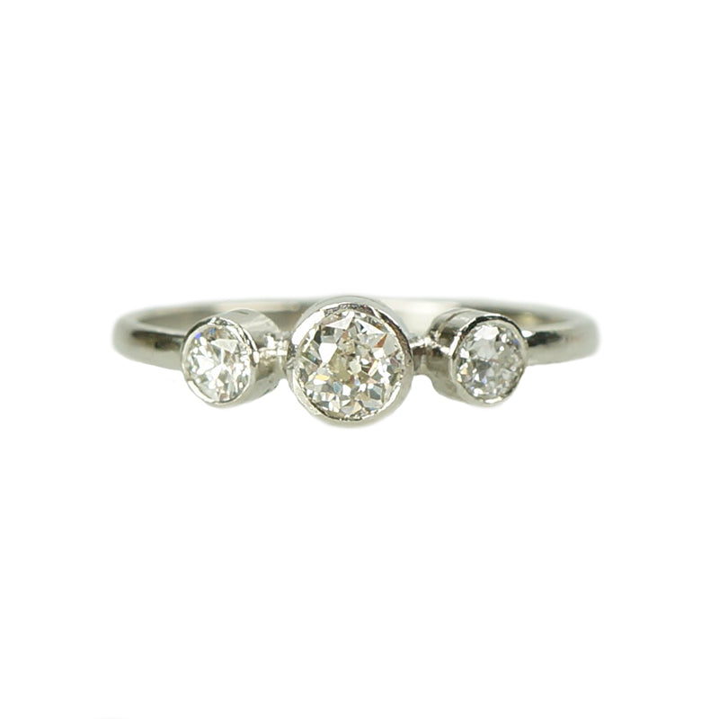 Orbit Three Stone Platinum Diamond Ring - Gem Set Love