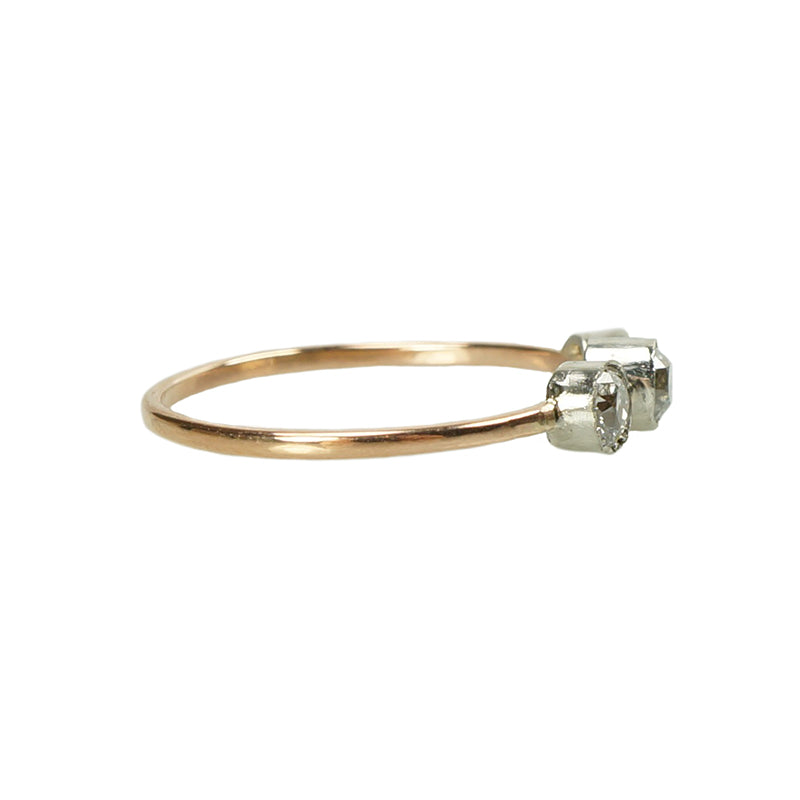 Orbit Three Diamond Platinum and Rose Gold Ring - Gem Set Love