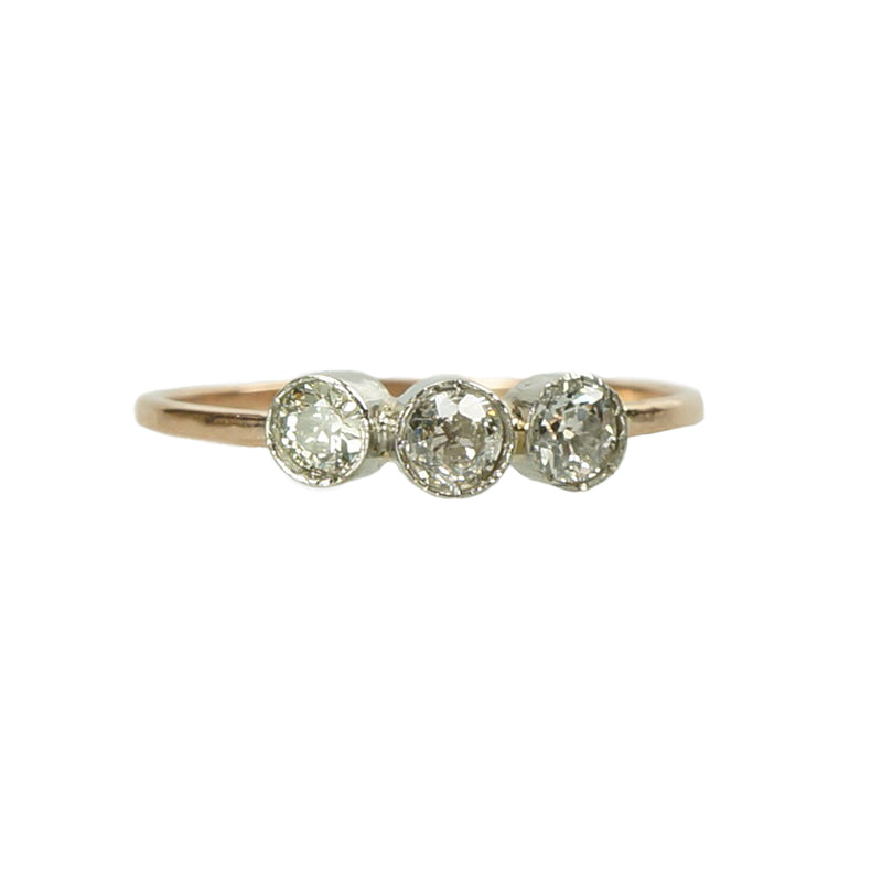 Orbit Three Diamond Platinum and Rose Gold Ring - Gem Set Love