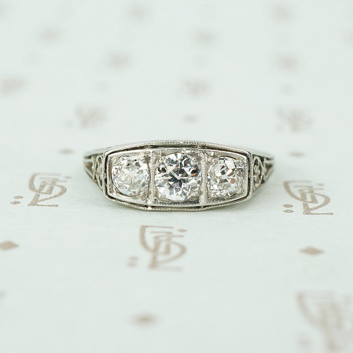 3 oec diamond platinum filigree band