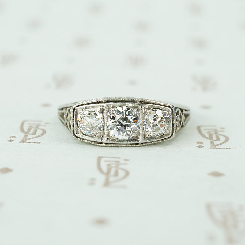 3 oec diamond platinum filigree band