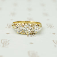 3 Stone Old European Cushion Cut Diamond Ring