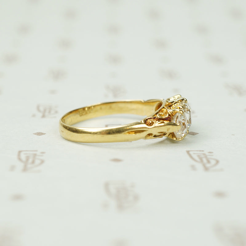 3 Stone Old European Cushion Cut Diamond Ring