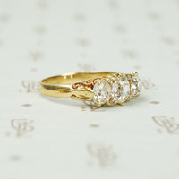 3 Stone Old European Cushion Cut Diamond Ring