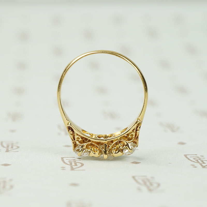 3 Stone Old European Cushion Cut Diamond Ring