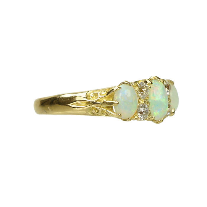 Shimmering Opal and Diamond Ring