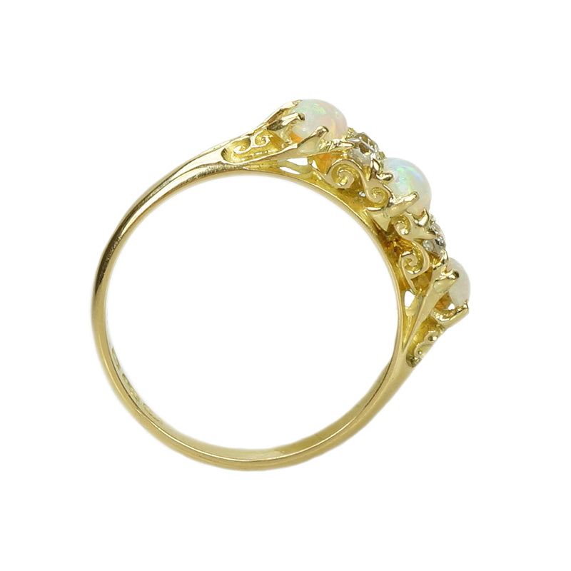 Shimmering Opal and Diamond Ring