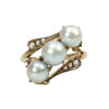 Mid Century Grey Pearl Ring with Leaves