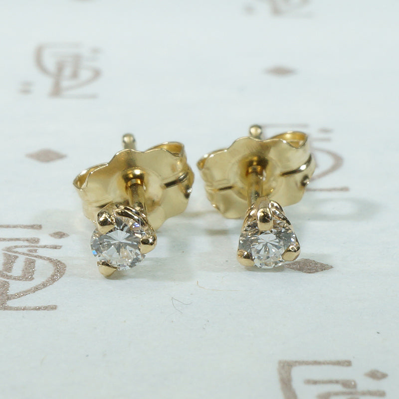 Recycled Yellow Gold Vintage Diamond Studs