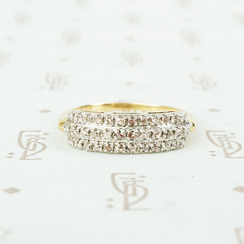 vintage 2 tone gold 3 row omc diamond band