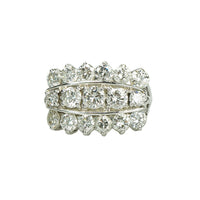 Big and Sparkly White Gold Vintage 3 Row Diamond Band - Gem Set Love