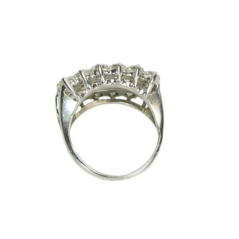 Big and Sparkly White Gold Vintage 3 Row Diamond Band - Gem Set Love