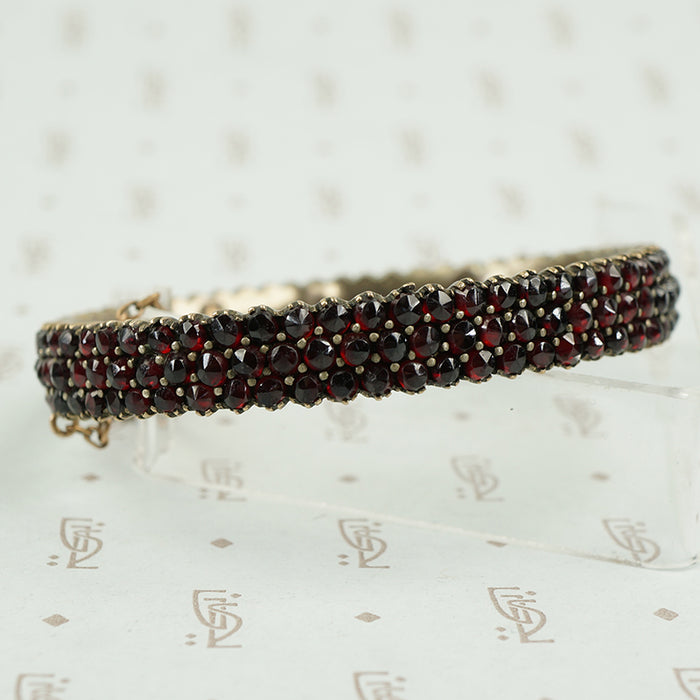Dark Sparkle Vintage Bohemian Rosecut Garnet Bangle