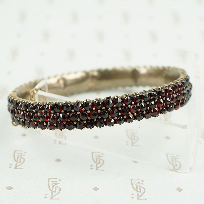 Dark Sparkle Vintage Bohemian Rosecut Garnet Bangle