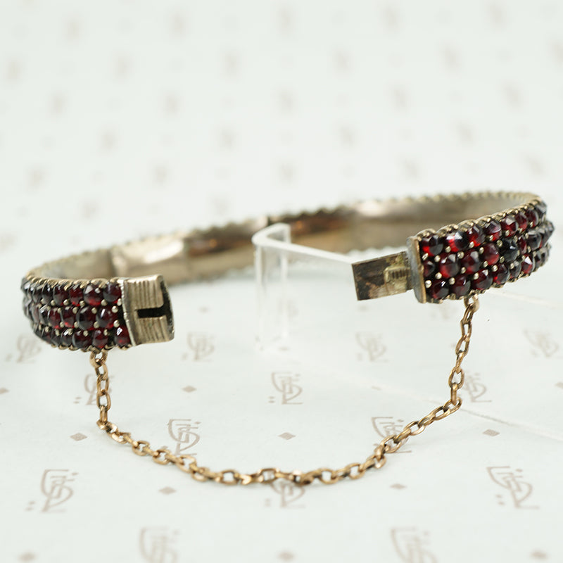 Dark Sparkle Vintage Bohemian Rosecut Garnet Bangle
